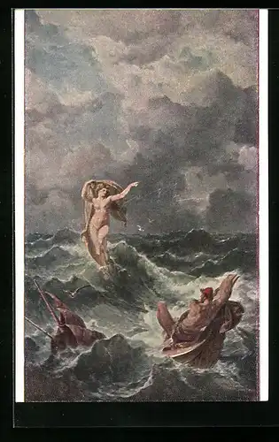 Künstler-AK Odysseus - Rettung durch Leukothea