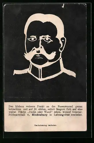 AK Feldmarschall Paul von Hindenburg, optische Täuschung