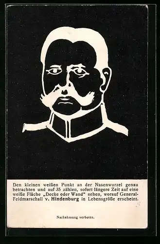 AK Paul von Hindenburg, optische Täuschung