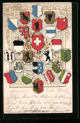 AK Zürich, Schweizer Wappen, Luzern, Bern, Uri