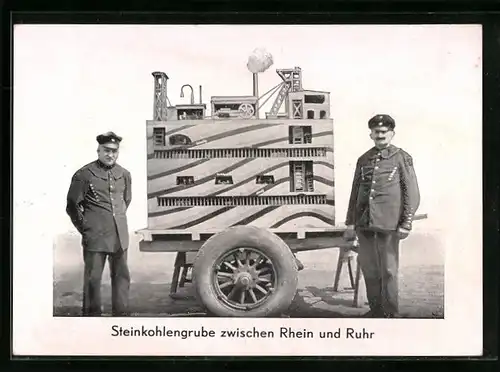 AK Steinkohlengrube zwischen Rhein und Ruhr, Zwei Bergleute auf Aufklärungsfahrt durch Deutschland
