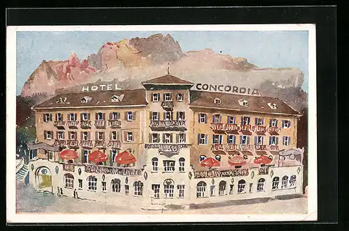 Künstler-AK Cortina d`Ampezzo, Parc-Hotel Concordia
