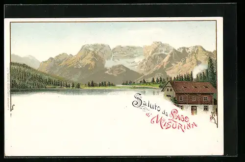 Lithographie Misurina, Panorama Lago di Misurina