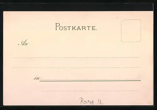 Lithographie Roma, Tempel der Fortuna und Haus des Cola di Rienzo