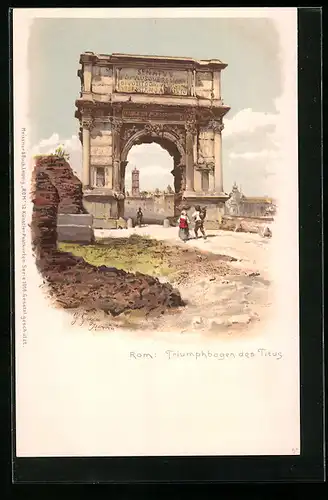 Lithographie Rom, Triumphbogen des Titus