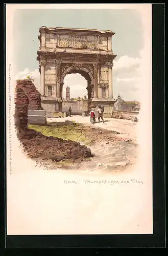 Lithographie Rom, Triumphbogen des Titus