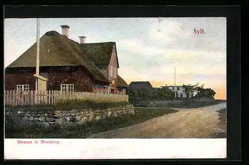 AK Sylt, Strasse in Braderup