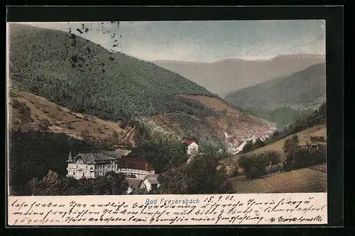 AK Bad Freyersbach, Ortspartie mit Bergen