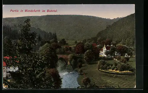 AK Wendefurth im Bodental, Flusspartie mit Bergen