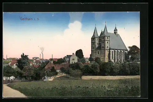 AK Geithain i. S., Ortspartie mit Kirche