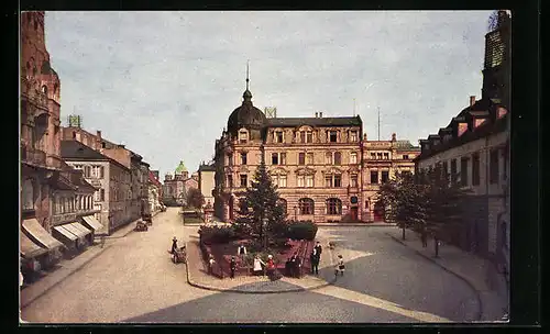 AK Landau, Postplatz mit Synagoge