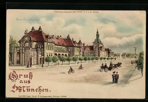 Lithographie München, Neues Nationalmuseum, Halt gegen das Licht