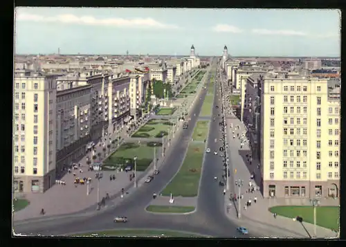 AK Berlin, Stalinallee mit Blick nach Osten