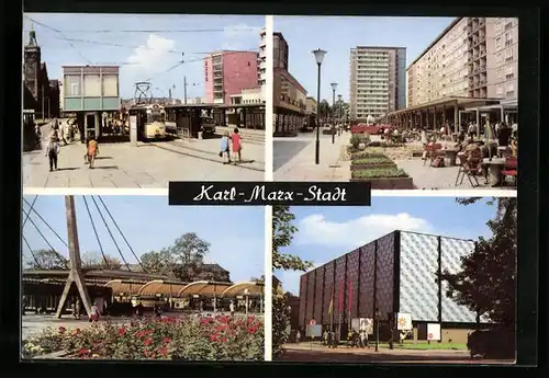 AK Karl-Marx-Stadt, Zentralhaltestelle, Rosenhof, Omnibusbahnhof