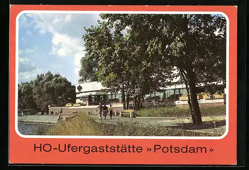 AK Potsdam, An der Neustädter Havelbucht, HO-Ufergaststätte