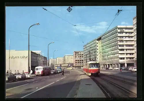 AK Karl-Marx-Stadt, Strasse der Nationen mit Strassenbahn