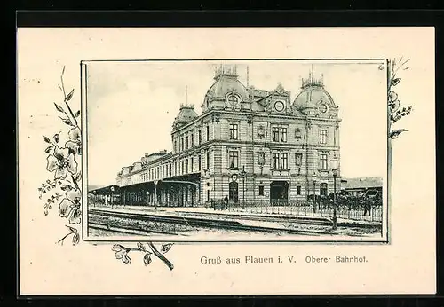 AK Plauen i. V., Oberer Bahnhof, Gleisseitig