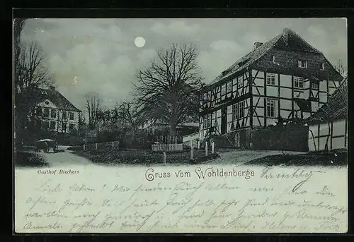 Mondschein-AK Wohldenberg / Holle, Gasthof Riechers