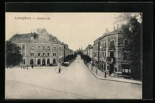 AK Ludwigsburg, Blick in die Wilhelmstrasse