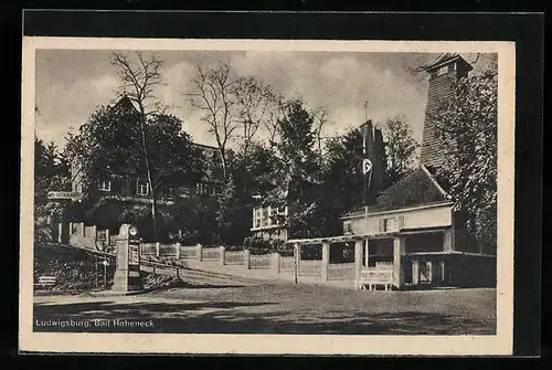 AK Bad Hoheneck, Gebäudepartie mit Restaurant