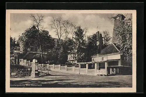 AK Bad Hoheneck, Gebäudepartie mit Restaurant