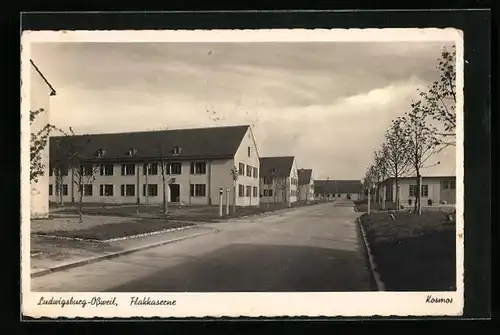 AK Ludwigsburg-Ossweil, Häuserpartie, Flakkaserne