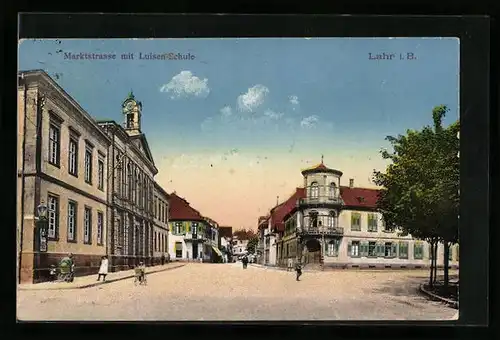 AK Lahr i. B., Marktstrasse mit Luisen-Schule