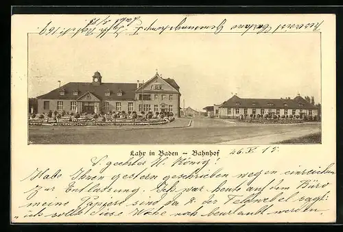 AK Lahr in Baden, Blick auf den Bahnhof