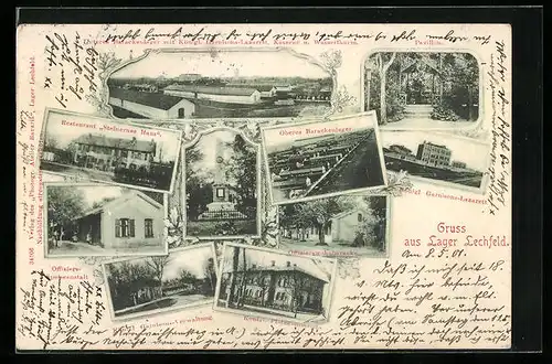 AK Lager Lechfeld, Restaurant Steinernes Haus, Offizierswohnbaracke, Pavillon