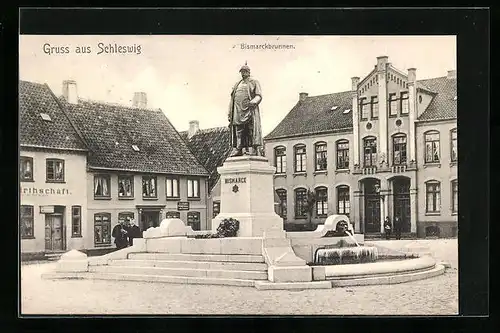 AK Schleswig, Blick auf den Bismarckbrunnen