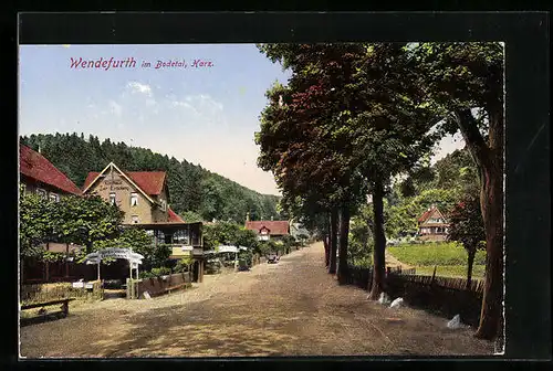 AK Wendefurth /Harz, Strassenpartie mit Gasthaus Zur Erholung