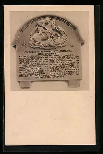 AK Eisental, Tafel zum Gedenken der im Weltkrieg gefallenen Krieger