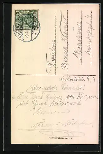 AK Elberfeld, Bahnhof Mirke, Gondelteich i. Zoologischen Garten, Schwebebahn, Wappen