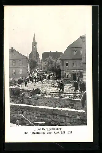 AK Bad Berggiesshübel, Katastrophe vom 8. /9. Juli 1927, Unwetter