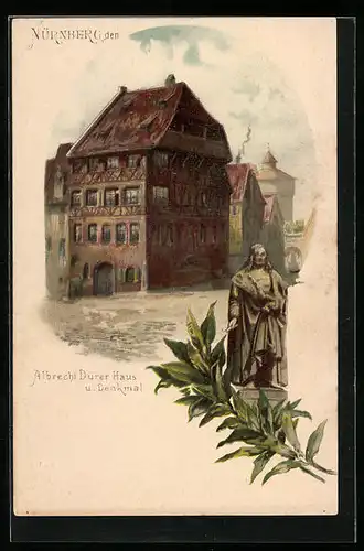 Lithographie Nürnberg, Albrecht Dürer Haus und Denkmal