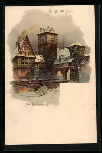 Lithographie Nürnberg, Partie am Henkersteg