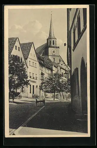 AK Kulmbach, Strassenpartie mit St. Petrikirche