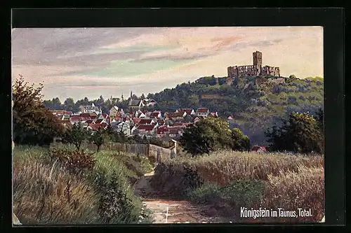 Künstler-AK Königstein i. Taunus, Totalansicht