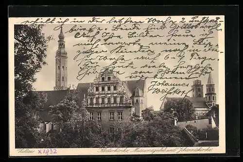 AK Zittau, Klosterkirche, Museumsgiebel und Johanniskirche