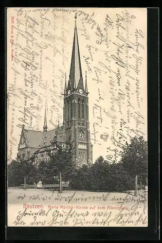 AK Bautzen, Maria Martha-Kirche auf dem Albertplatz