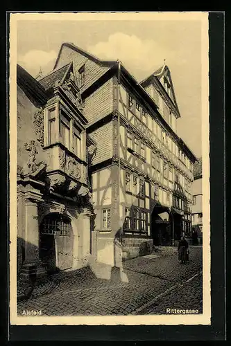 AK Alsfeld, Strasse Rittergasse mit Fachwerkhaus