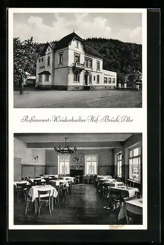 AK Brück /Ahr, Restaurant Weidenbach Hof von Witwe Jacob Leuer, Innenansicht