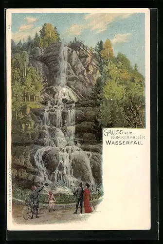 Lithographie Romkerhalle, Romkerhaller Wasserfall