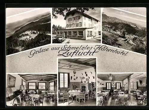 AK Freudenstadt-Zuflucht, Schmelzles Höhenhotel, Innenansichten