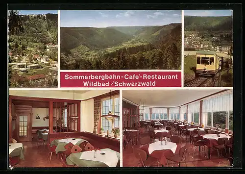 AK Wildbad /Schwarzwald, Cafe-Restaurant Wildbad, Innenansichten, Sommerbergbahn