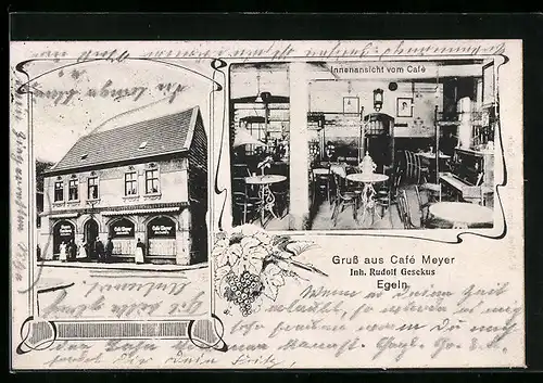 AK Egeln, Cafe Meyer von Rudolf Meyer, Innenansicht