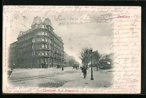 AK Hamburg-Hohenfelde, Lübeckerstrasse mit Passanten