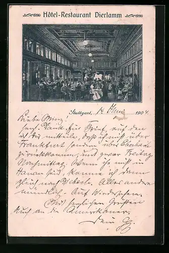 AK Stuttgart, Hotel-Restaurant Dierlamm, gegenüber dem Hauptbahnhof