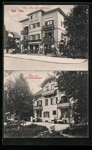 AK Bad Tölz, Hotel-Pension Villa Atzl, Ludwigstrasse u. Wilhelmstrasse