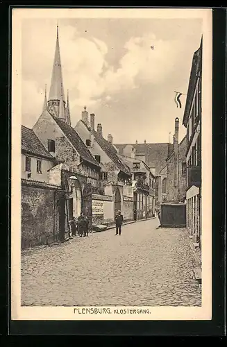 AK Flensburg, Partie in der Strasse am Klostergang